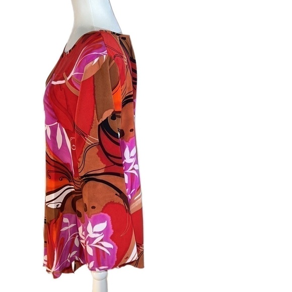 Vintage 60s 70s Psychedelic Asymmetrical Power Shift Mini Floral Dress Mod L - Picture 4 of 10